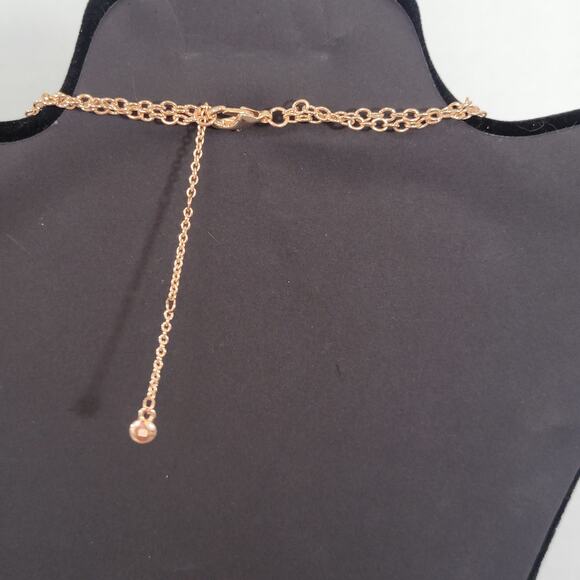 Rose Gold Tone Statement Necklace Filigree Beaded Fringe 16" +3" Extender - Picture 7 of 15